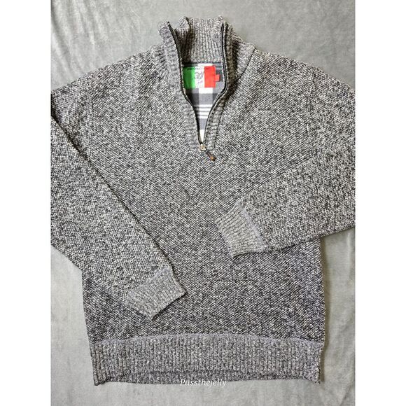Unicorno Uomo Sweater Mens Large Italia Grey Fleece Flannel‎ Lined Zip Pullover - Picture 1 of 7